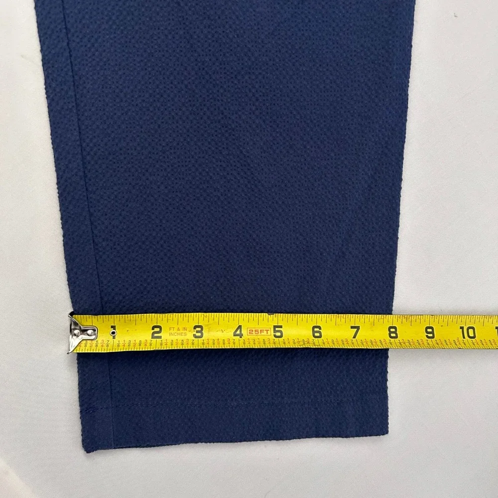 Vineyard Vines Pants Mens XL Navy Blue Seersucker Pleated Elastic Waist Tapered